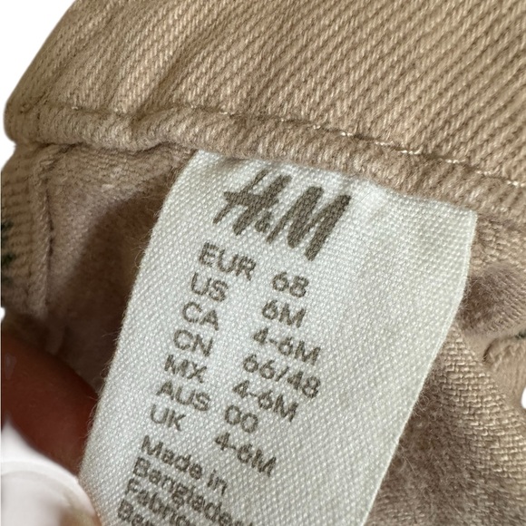 H&M Denim Beige Floral Denim Jean Shortall Shorty Baby Girl 6M - Picture 5 of 7